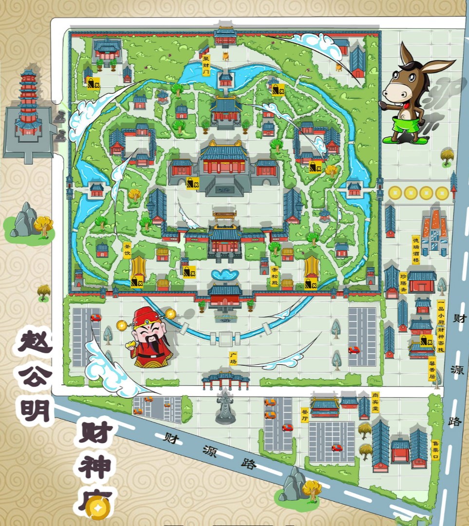 景泰寺庙类手绘地图